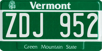 VT license plate ZDJ952