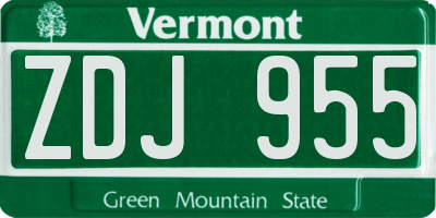 VT license plate ZDJ955
