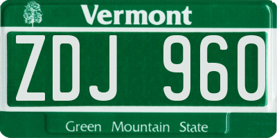 VT license plate ZDJ960