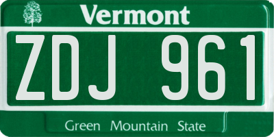 VT license plate ZDJ961
