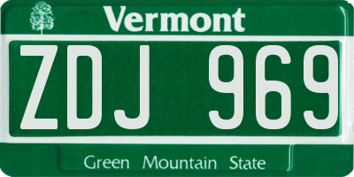 VT license plate ZDJ969