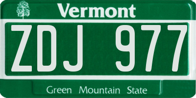 VT license plate ZDJ977