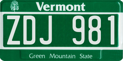 VT license plate ZDJ981