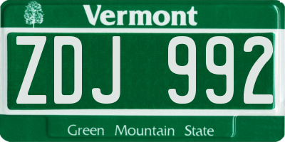 VT license plate ZDJ992