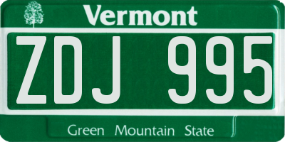 VT license plate ZDJ995