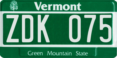 VT license plate ZDK075
