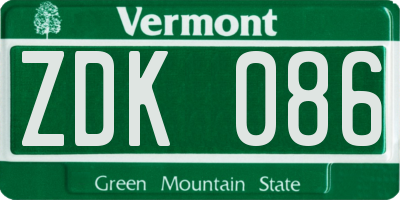 VT license plate ZDK086