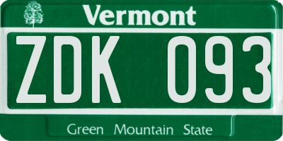 VT license plate ZDK093