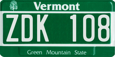 VT license plate ZDK108
