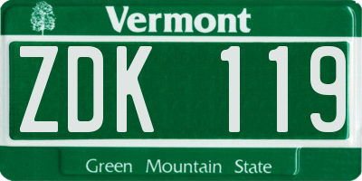 VT license plate ZDK119