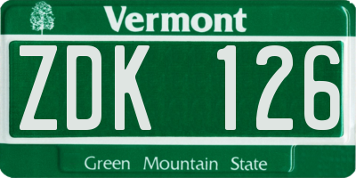 VT license plate ZDK126