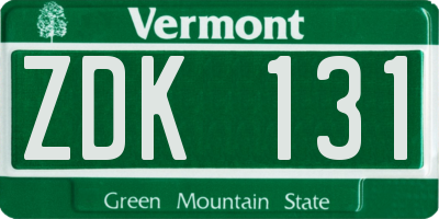 VT license plate ZDK131