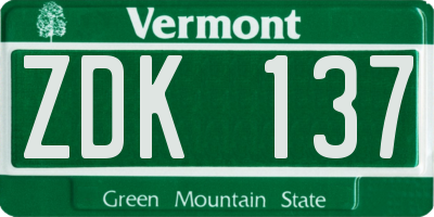 VT license plate ZDK137
