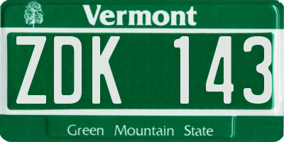 VT license plate ZDK143
