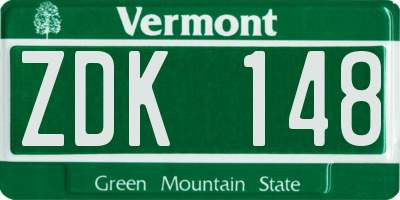 VT license plate ZDK148