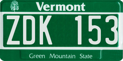 VT license plate ZDK153