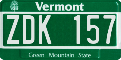 VT license plate ZDK157