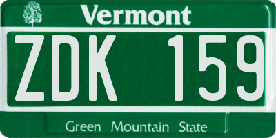 VT license plate ZDK159