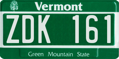 VT license plate ZDK161