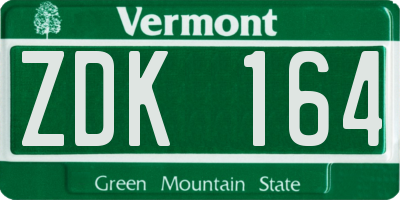 VT license plate ZDK164