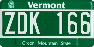 VT license plate ZDK166