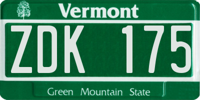 VT license plate ZDK175