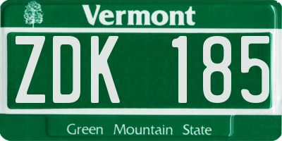 VT license plate ZDK185