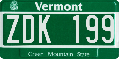 VT license plate ZDK199