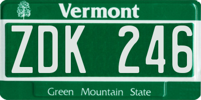 VT license plate ZDK246