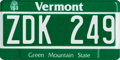 VT license plate ZDK249