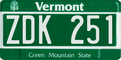 VT license plate ZDK251