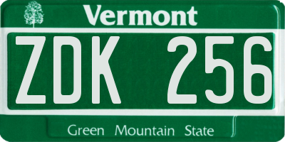 VT license plate ZDK256