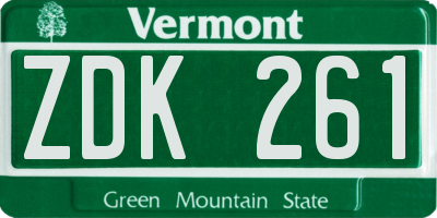 VT license plate ZDK261