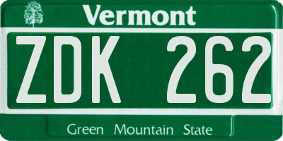 VT license plate ZDK262