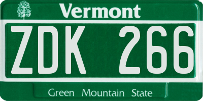 VT license plate ZDK266