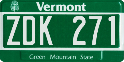 VT license plate ZDK271