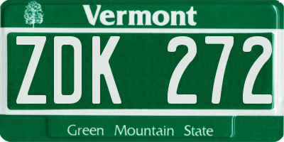 VT license plate ZDK272