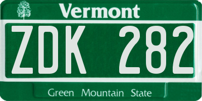 VT license plate ZDK282