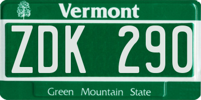 VT license plate ZDK290