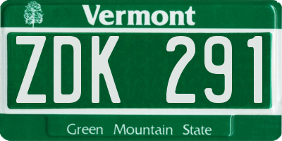 VT license plate ZDK291