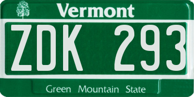 VT license plate ZDK293