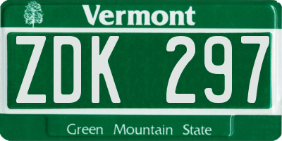 VT license plate ZDK297