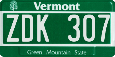 VT license plate ZDK307
