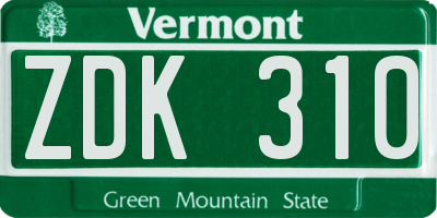 VT license plate ZDK310