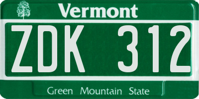 VT license plate ZDK312