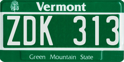 VT license plate ZDK313