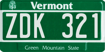 VT license plate ZDK321