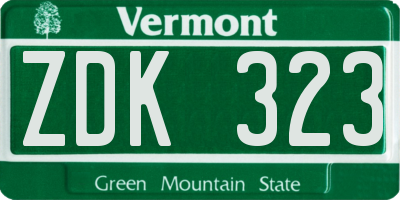 VT license plate ZDK323