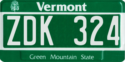 VT license plate ZDK324