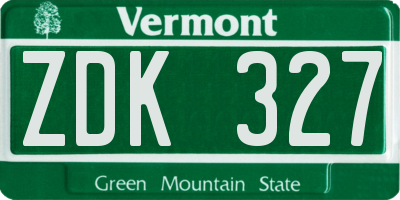 VT license plate ZDK327